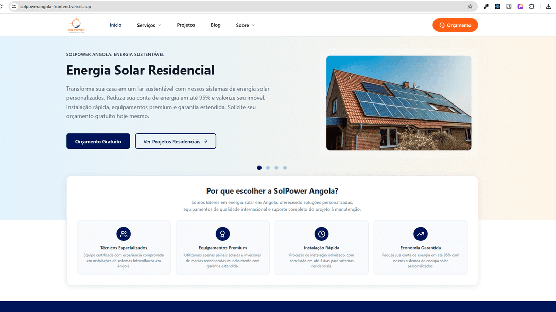 SolPower Angola - Plataforma Avançada